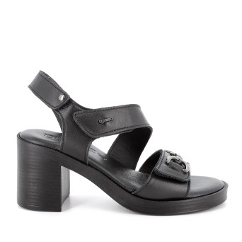 Sandale avec talon pour femme noir avec velcro Sandale avec talon pour femme noir avec velcro