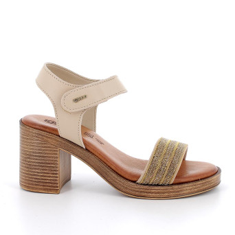 Sandale avec talon pour femme beige avec velcro Sandale avec talon pour femme beige avec velcro