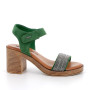 Sandalia de tacón para mujer verde con velcro Sandalia de tacón para mujer verde con velcro