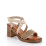 Sandalia de tacón para mujer beige con hebilla Sandalia de tacón para mujer beige con hebilla