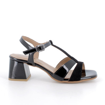 DAME SANDALE MIT ABSATZ SCHWARZ MIT SCHNALLE DAME SANDALE MIT ABSATZ SCHWARZ MIT SCHNALLE