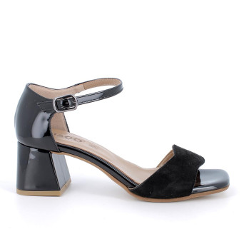 DAME SANDALE MIT ABSATZ SCHWARZ MIT SCHNALLE DAME SANDALE MIT ABSATZ SCHWARZ MIT SCHNALLE