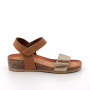 Sandale avec coin pour femme brun et platinum avec velcro Sandale avec coin pour femme brun et platinum avec velcro