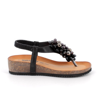 Sandal with wedge and flip flops for women black with elastic Sandal with wedge and flip flops for women black with elastic