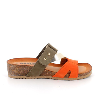 Sandals for women orange and green with velcro Sandals for women orange and green with velcro