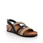 Sandals with wedge for women black and beige with buckle Sandals with wedge for women black and beige with buckle