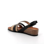 Sandalia de cuña para mujer negro y beige con hebilla Sandalia de cuña para mujer negro y beige con hebilla