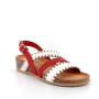 DAME SANDALE MIT KEILABSATZ ROT UND WEISS MIT SCHNALLE DAME SANDALE MIT KEILABSATZ ROT UND WEISS MIT SCHNALLE