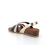 Sandals with wedge for women platinum and black with buckle Sandals with wedge for women platinum and black with buckle