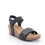 Sandalia de cuña para mujer negro con velcro Sandalia de cuña para mujer negro con velcro