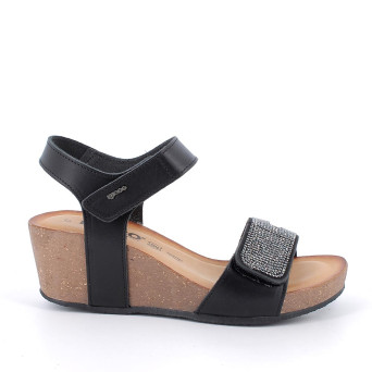 Sandale avec coin pour femme noir avec velcro Sandale avec coin pour femme noir avec velcro