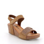 Sandals with wedge for women brown and beige with velcro Sandals with wedge for women brown and beige with velcro