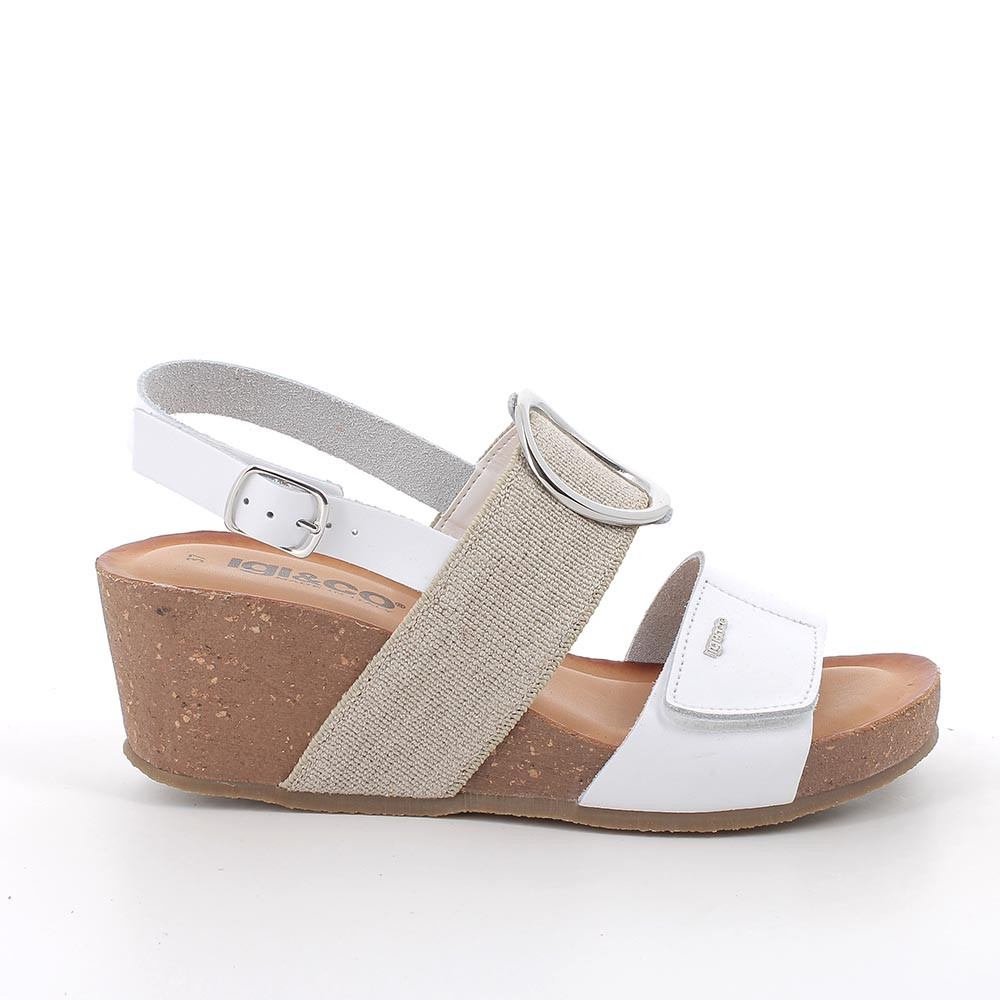Sandali con zeppa da donna bianco con strap
