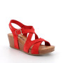 Sandali con zeppa da donna rosso con fibbia Sandali con zeppa da donna rosso con fibbia