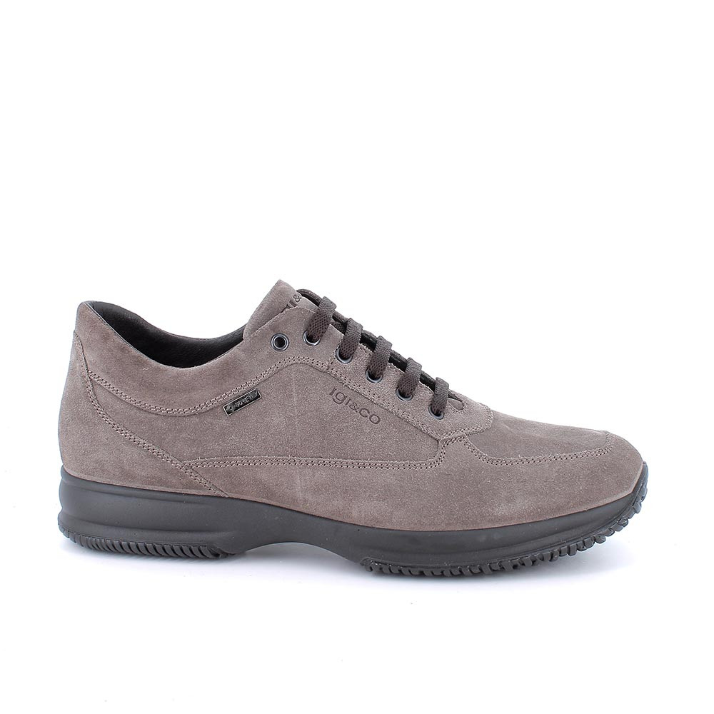 Zapato deportivo con gore-tex para hombre marron y gris con cordones