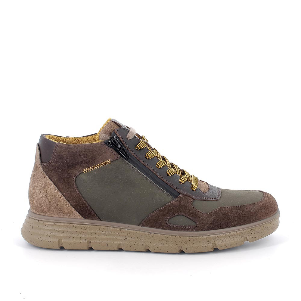 Sneakers da uomo verde e marrone con zip