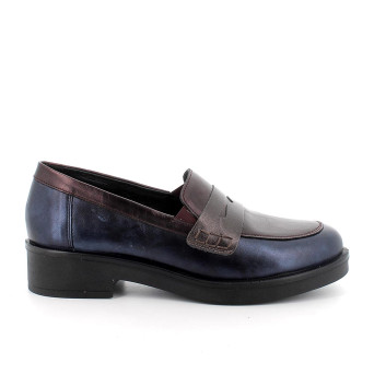Mocassini da donna bordò e blu con elastico Mocassini da donna bordò e blu con elastico