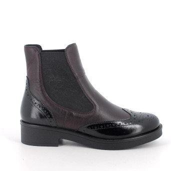 Stivaletti beatles da donna bordò e nero con elastico Stivaletti beatles da donna bordò e nero con elastico