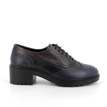 Lace-up shoe with heel for women blue and burgundy with laces Lace-up shoe with heel for women blue and burgundy with laces