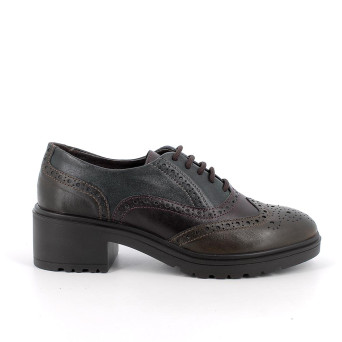 Lace-up shoe with heel for women brown and green with laces Lace-up shoe with heel for women brown and green with laces
