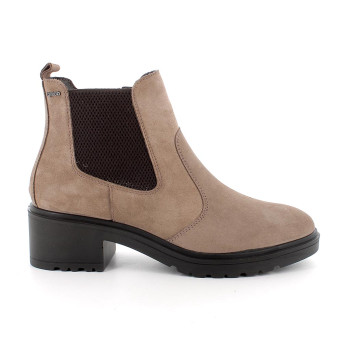 Stivaletti con tacco da donna beige con zip Stivaletti con tacco da donna beige con zip