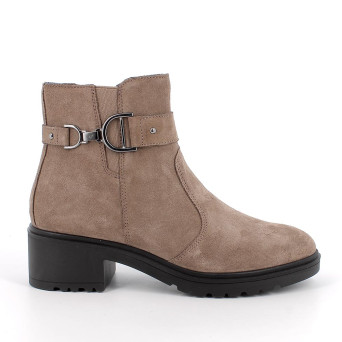 Stivaletti con tacco da donna beige con zip Stivaletti con tacco da donna beige con zip
