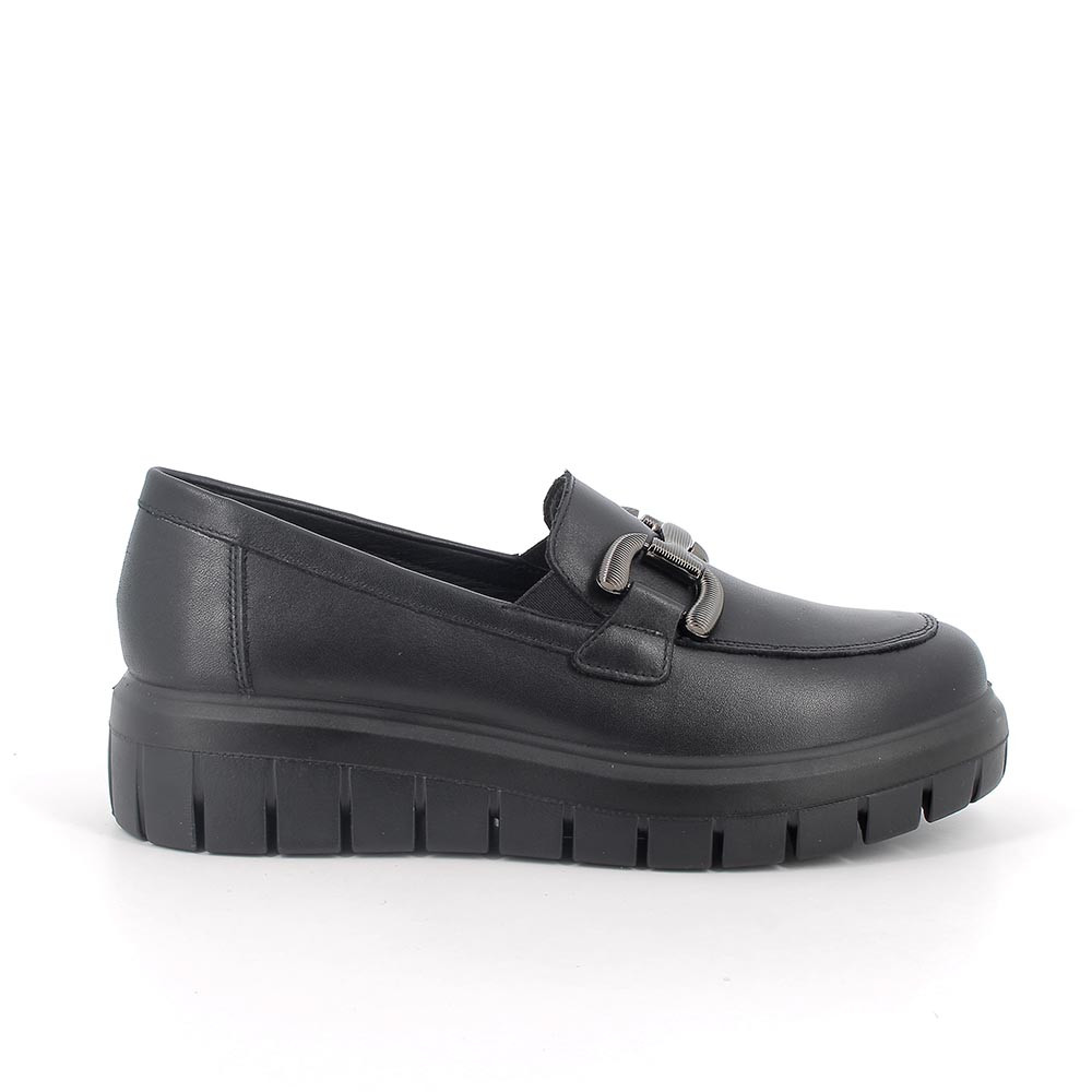 その他 naconaco Mocassini con zeppa da donna nero con elastico