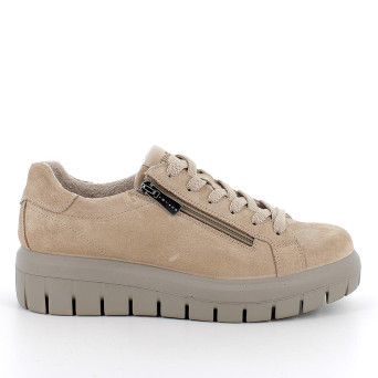 Zapato de cuña para mujer beige con cremallera Zapato de cuña para mujer beige con cremallera