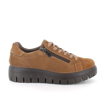 Scarpe con zeppa da donna marrone con zip Scarpe con zeppa da donna marrone con zip