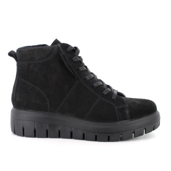 Stivaletti con zeppa da donna nero con zip Stivaletti con zeppa da donna nero con zip
