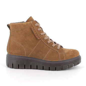 Half boot with wedge for women brown with zip Half boot with wedge for women brown with zip