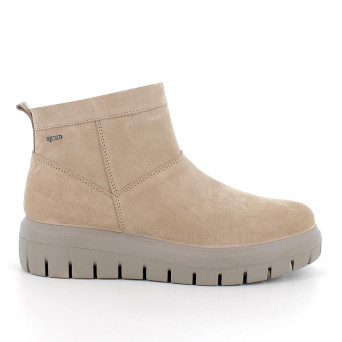 Stivaletti con zeppa da donna beige con zip Stivaletti con zeppa da donna beige con zip