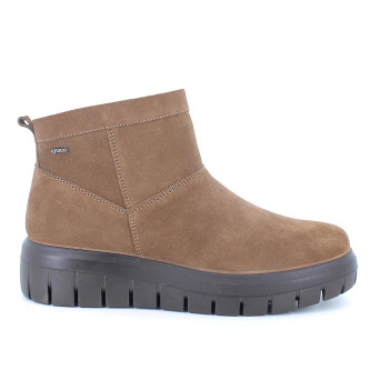 Stivaletti con zeppa da donna marrone con zip Stivaletti con zeppa da donna marrone con zip