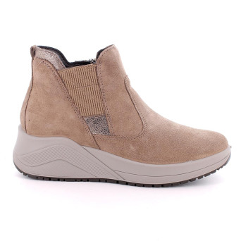 Stivaletti con zeppa da donna beige con zip Stivaletti con zeppa da donna beige con zip