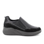 Slip on shoe with wedge for women black with elastic Slip on shoe with wedge for women black with elastic