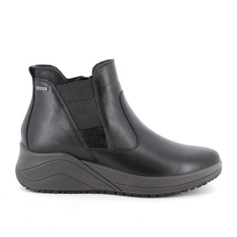Stivaletti gore-tex con zeppa da donna nero con zip Stivaletti gore-tex con zeppa da donna nero con zip