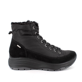Scarponcini gore-tex con zeppa da donna nero con lacci Scarponcini gore-tex con zeppa da donna nero con lacci