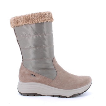 Stivali gore-tex con zeppa da donna beige con zip Stivali gore-tex con zeppa da donna beige con zip