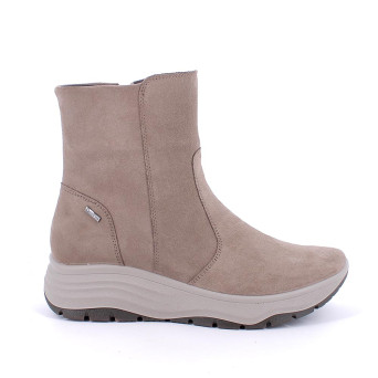 Stivaletti gore-tex con zeppa da donna beige con zip Stivaletti gore-tex con zeppa da donna beige con zip