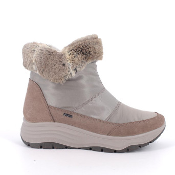 Stivaletti gore-tex con zeppa da donna beige con zip Stivaletti gore-tex con zeppa da donna beige con zip