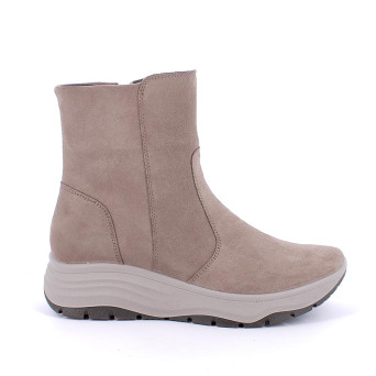 Stivaletti con zeppa da donna beige con zip Stivaletti con zeppa da donna beige con zip
