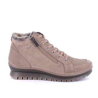 Stivaletti gore-tex da donna beige con zip Stivaletti gore-tex da donna beige con zip