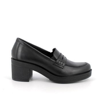 Mocasines con tacón para mujer negro con elástico Mocasines con tacón para mujer negro con elástico