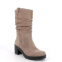 Stivali con tacco da donna beige con zip Stivali con tacco da donna beige con zip