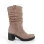 Stivali con tacco da donna beige con zip Stivali con tacco da donna beige con zip