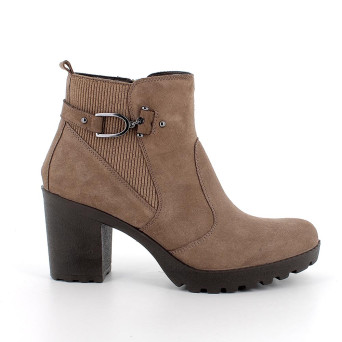Stivaletti con tacco da donna beige con zip Stivaletti con tacco da donna beige con zip