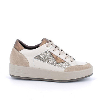 Sneakers da donna bianco e beige con lacci Sneakers da donna bianco e beige con lacci