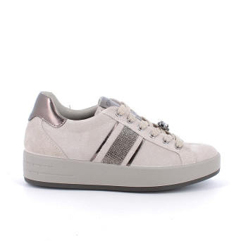 Sneakers da donna beige con lacci Sneakers da donna beige con lacci