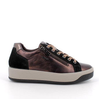 Sneakers da donna marrone con zip Sneakers da donna marrone con zip
