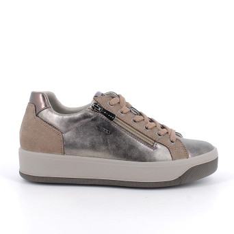 Sneakers da donna platino e beige con zip Sneakers da donna platino e beige con zip